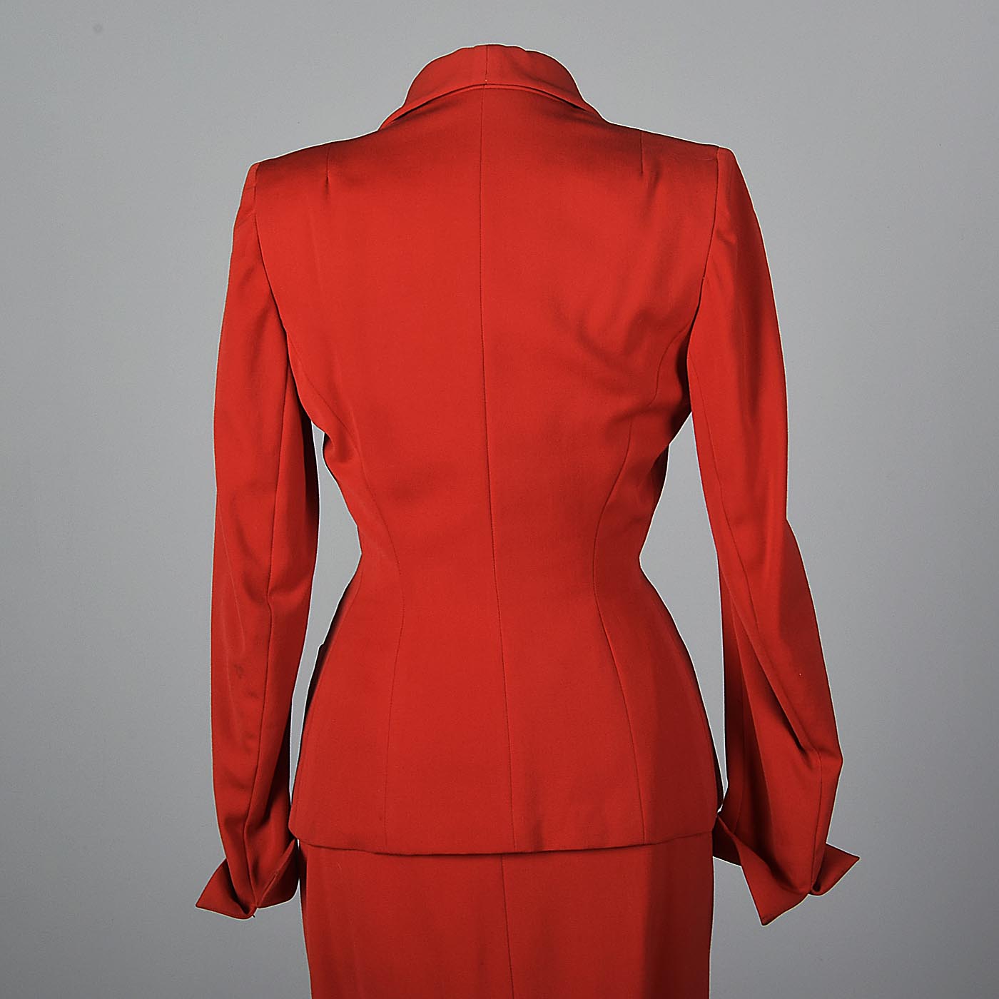 1950s Schiaparelli Skirt Suit in Bright Red Gabardine