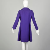 Small 1960s Coat Purple Mod Winter Outerwear Double Breasted