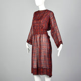 1980s Hanae Mori Sheer Red Dress