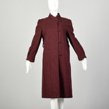 Medium 1970s Swing Coat Wool Maroon Autumn Burgundy Winter Vintage Outerwear