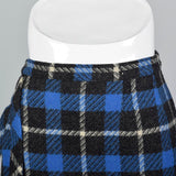 1950s Blue Tartan Plaid Wool Skirt
