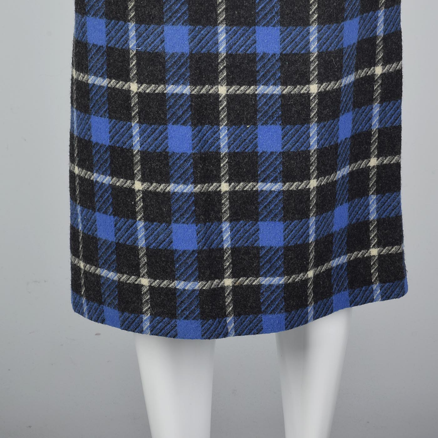 1950s Blue Tartan Plaid Wool Skirt