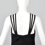 XXS 1960s Ceil Chapman Sleeveless Black Evening Dress