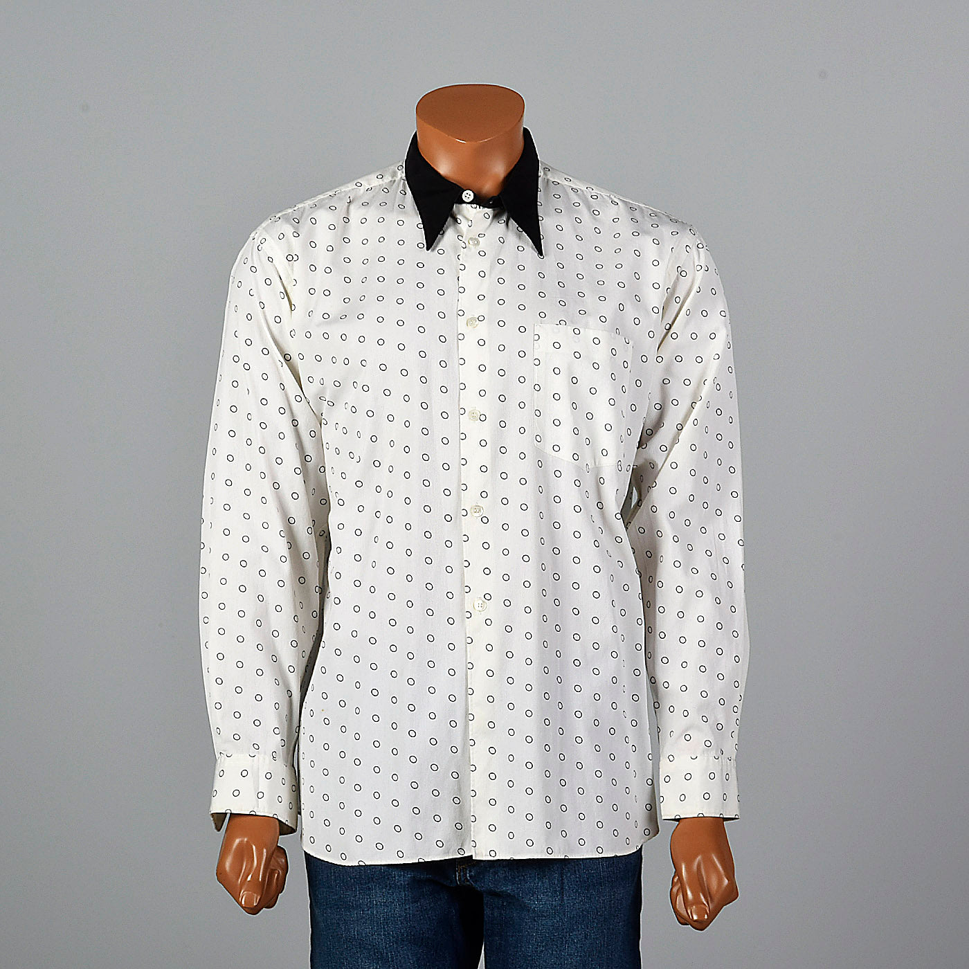 2000s Comme des Garcons White Cotton Circle Print Shirt
