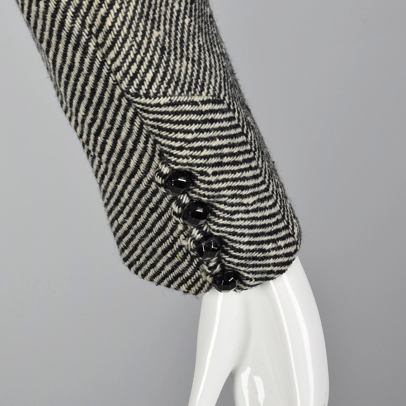 1960s Black and White Stripe Skirt Suit with Scarf