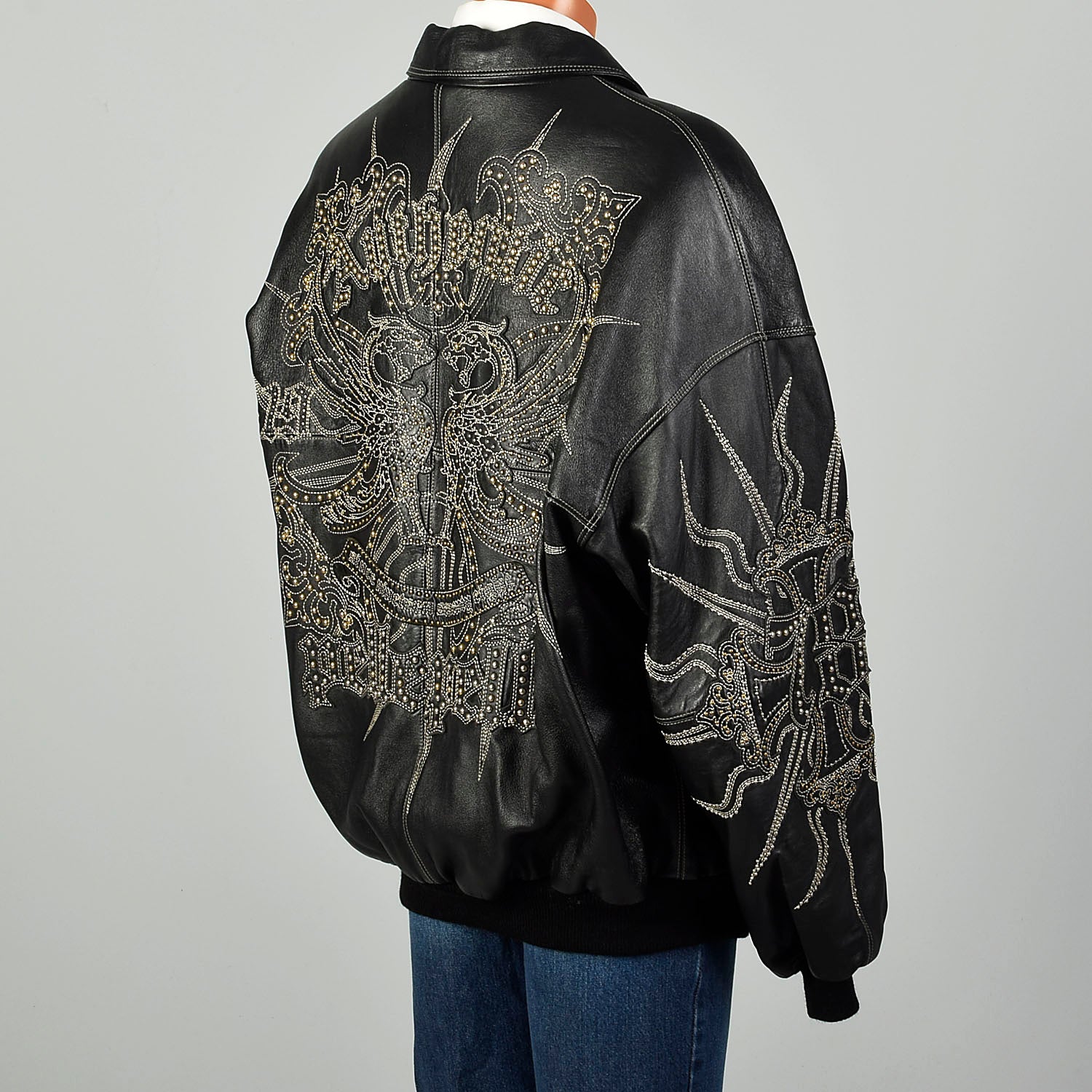 XL Pelle Pelle Jacket Black Studded Leather Marc Buchanan