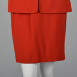 1980s Louis Feraud Red Skirt Suit in Wool Crepe