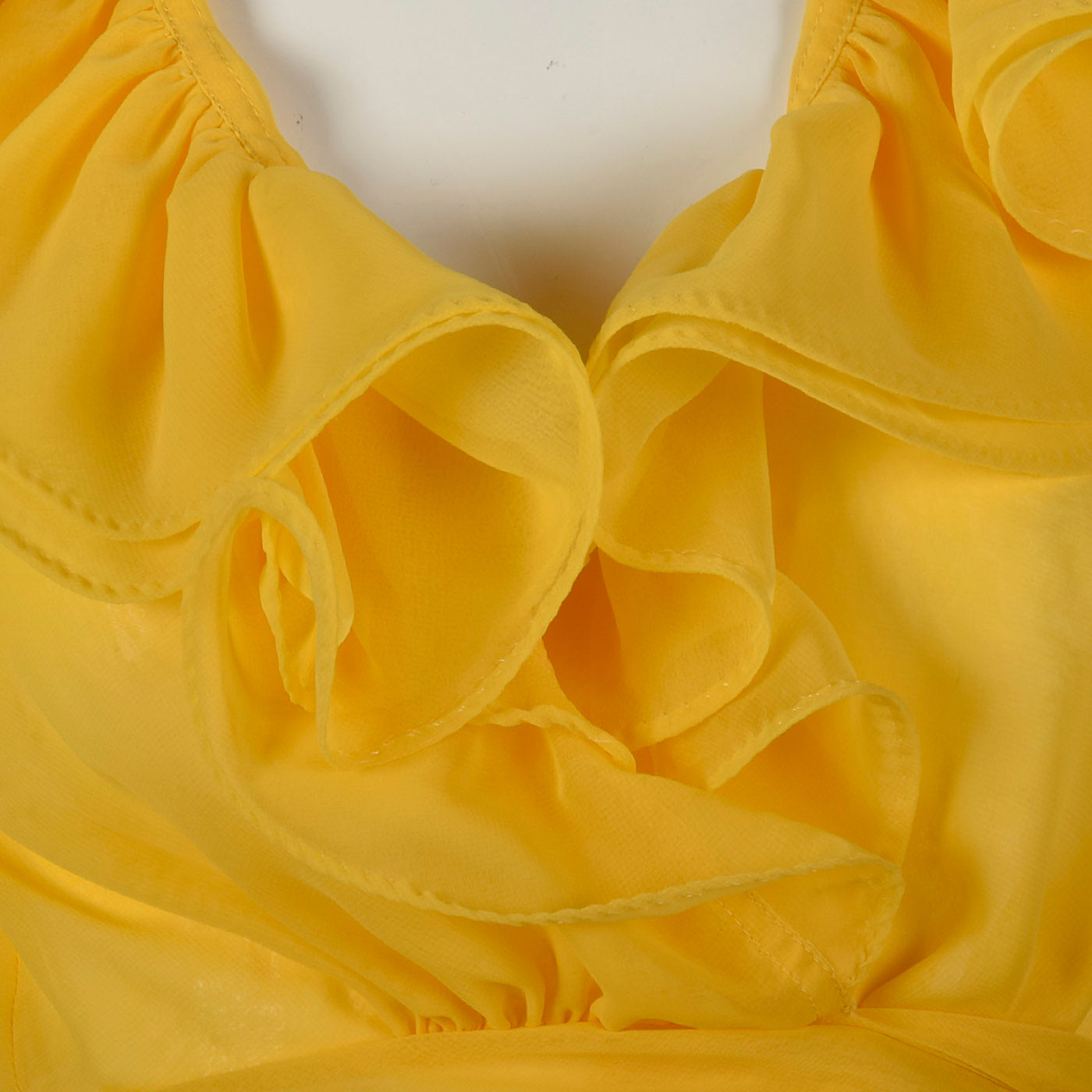 1970s Elegant Sheer Yellow Wrap Blouse