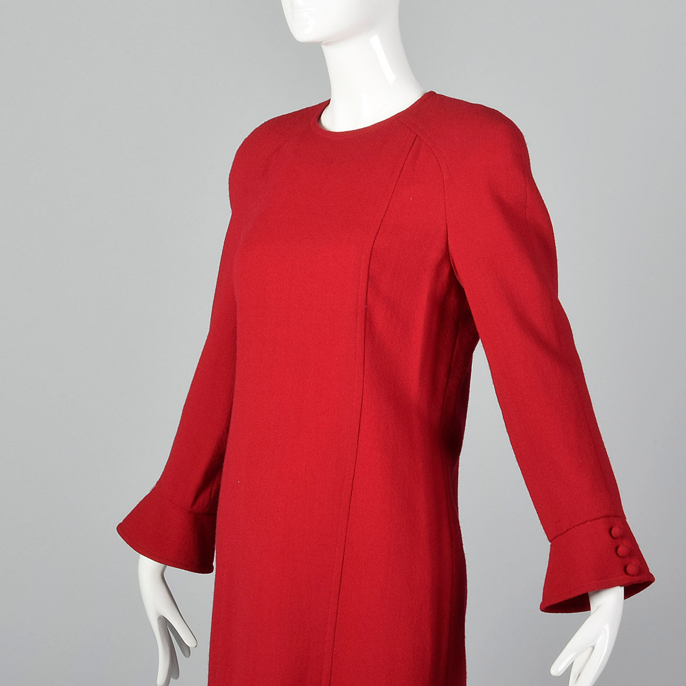 1980s Travilla Red Wool Dress