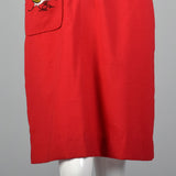 1960s Red Day Dress with Bird Embroidery