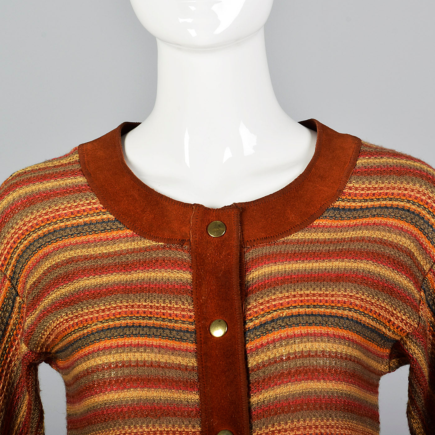 1960s Pierre Cardin Bohemian Separates Leather Skirt & Cardigan Sweater