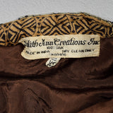 Medium 1970s Judith Ann Creations Brown Silk Beaded Dress