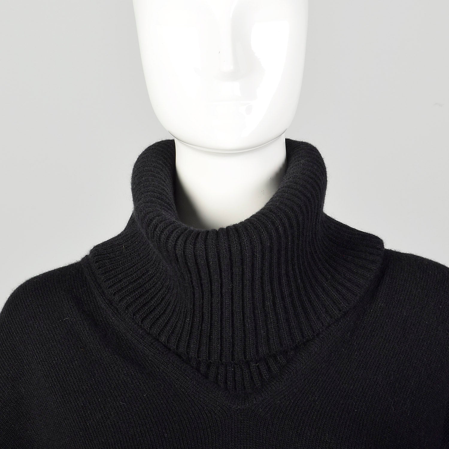 Giorgio Armani Black Cashmere Knit Poncho Sweater with Cowl Neck