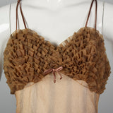 1950s Beige Nightgown with Ruffle Bust