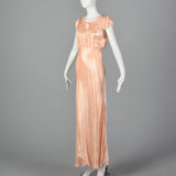 1930s Pink Satin Nightgown with Keyhole Bust