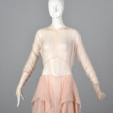 1950s Sheer Pink Dress with Draped Skirt