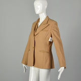 Medium 1970s Tan Matching Wool Set Camel Blazer Bohemian Vest