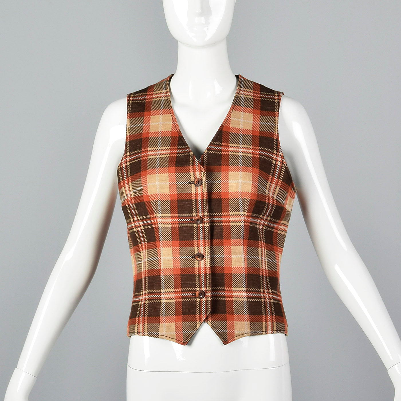1970s Knit Plaid Vest