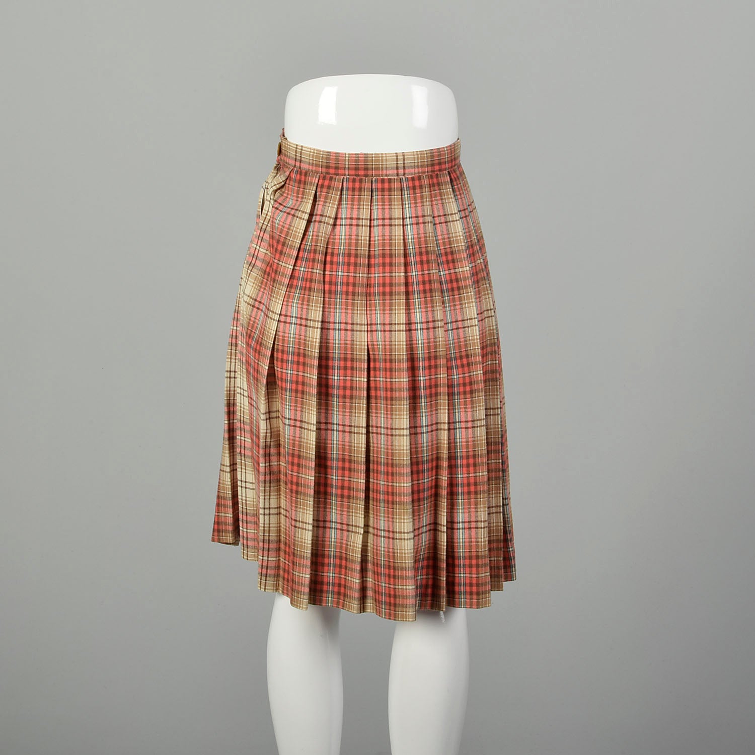 XS 1950s Skirt Plaid Pleated Autumn School Girl Uniform Light Academia