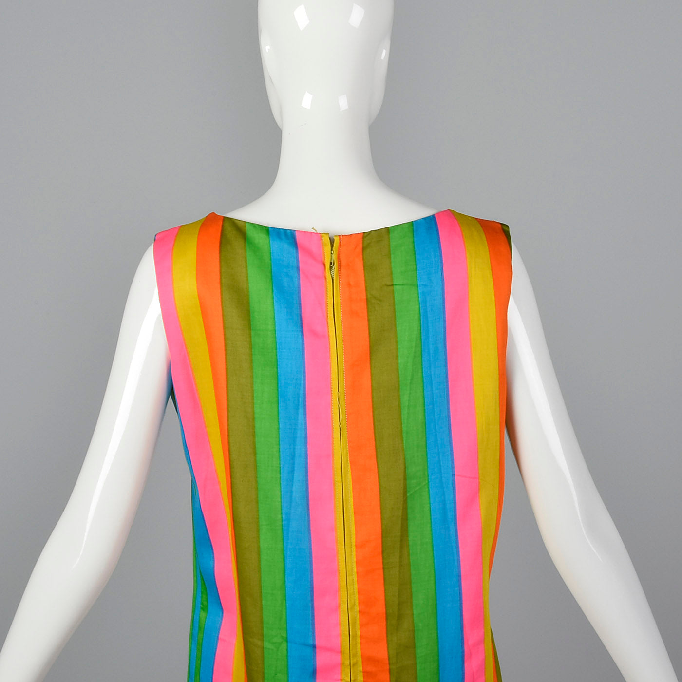 1960s Colorful Stripe Print Shift Dress