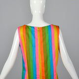 1960s Colorful Stripe Print Shift Dress