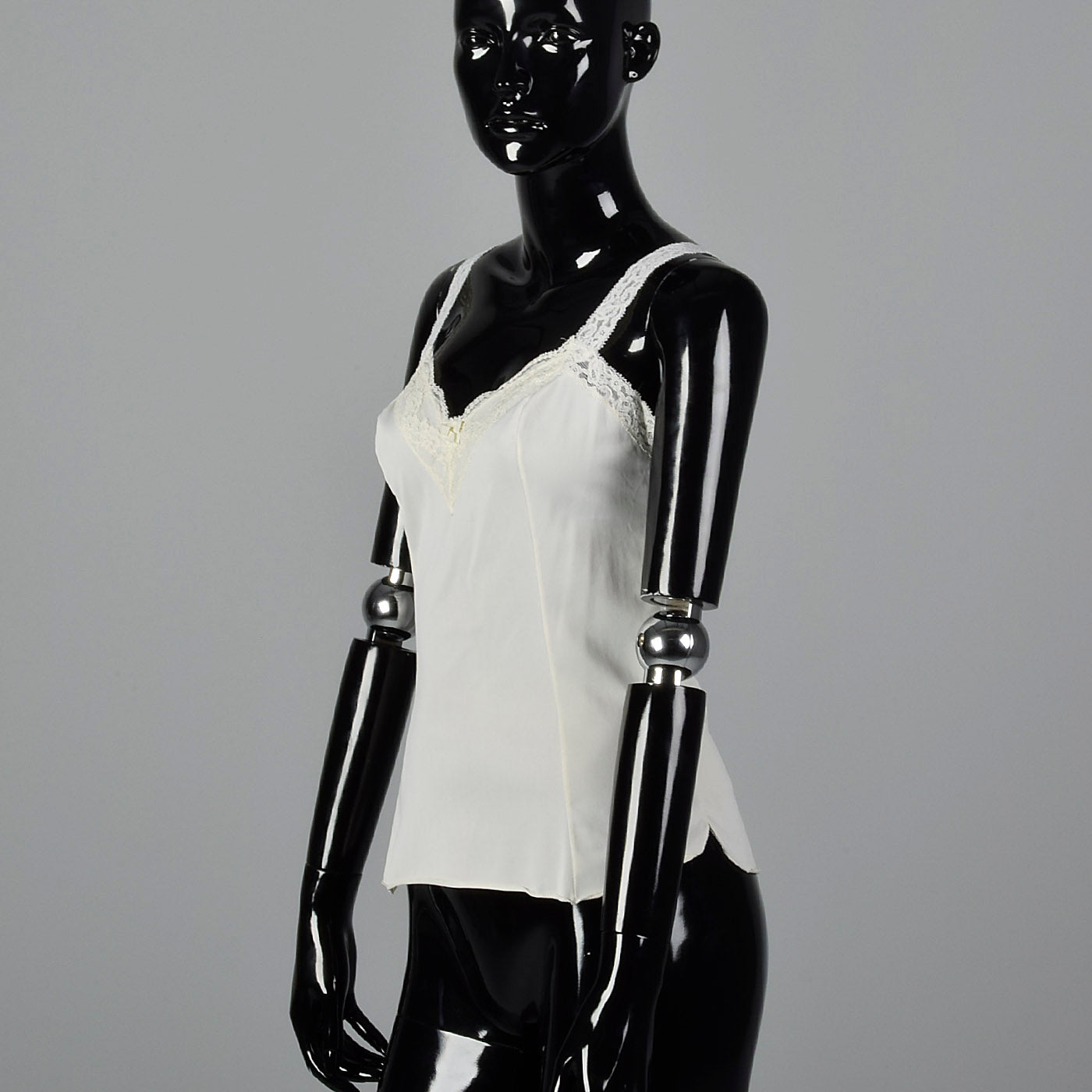 1970s Off White Camisole with Lace Trim
