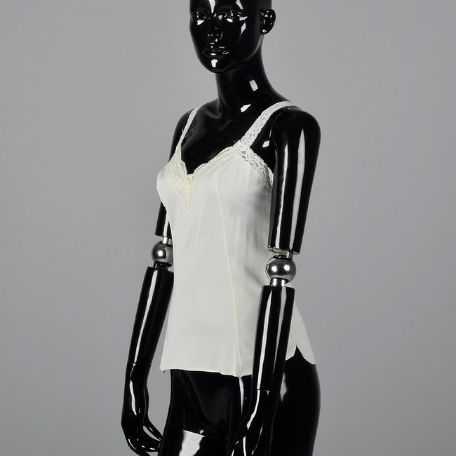 1970s Off White Camisole with Lace Trim