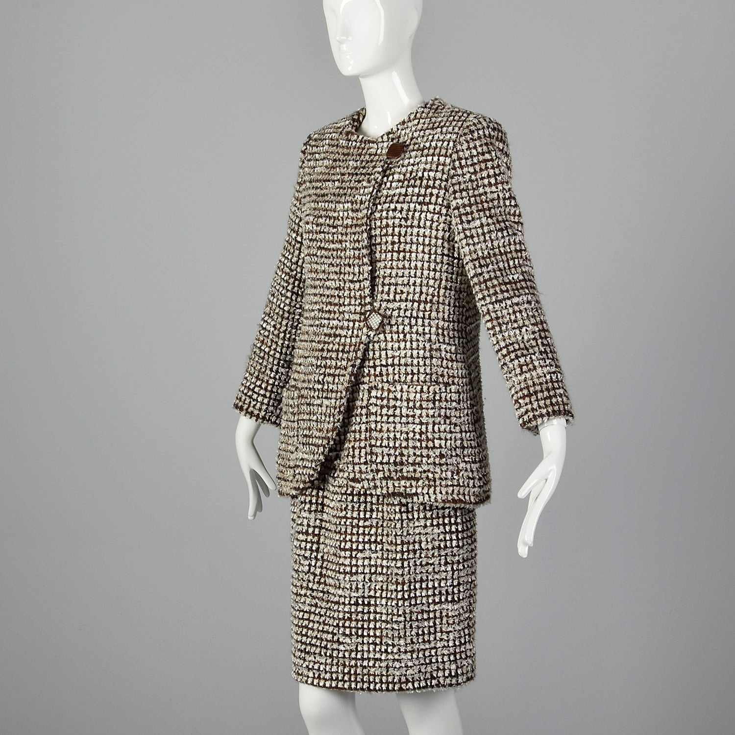 Medium Stanley Platos 1990s Textured Skirt Suit