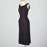 1950s Brown and Black Wool Jumper Dress