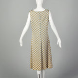 Small Pierre Balmain 1970s Gold and Ivory Sleeveless Dress 70s