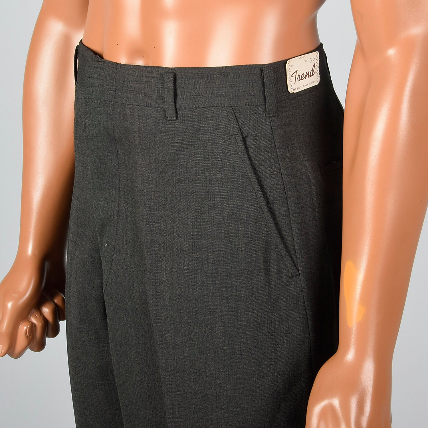Medium 32x37 1950s Gray Flat Front Pants