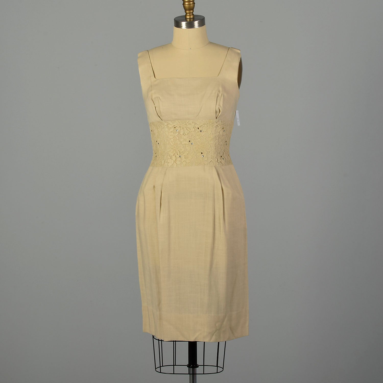 Small 1950s Linen-Look Dress and Jacket Set Wiggle Dress