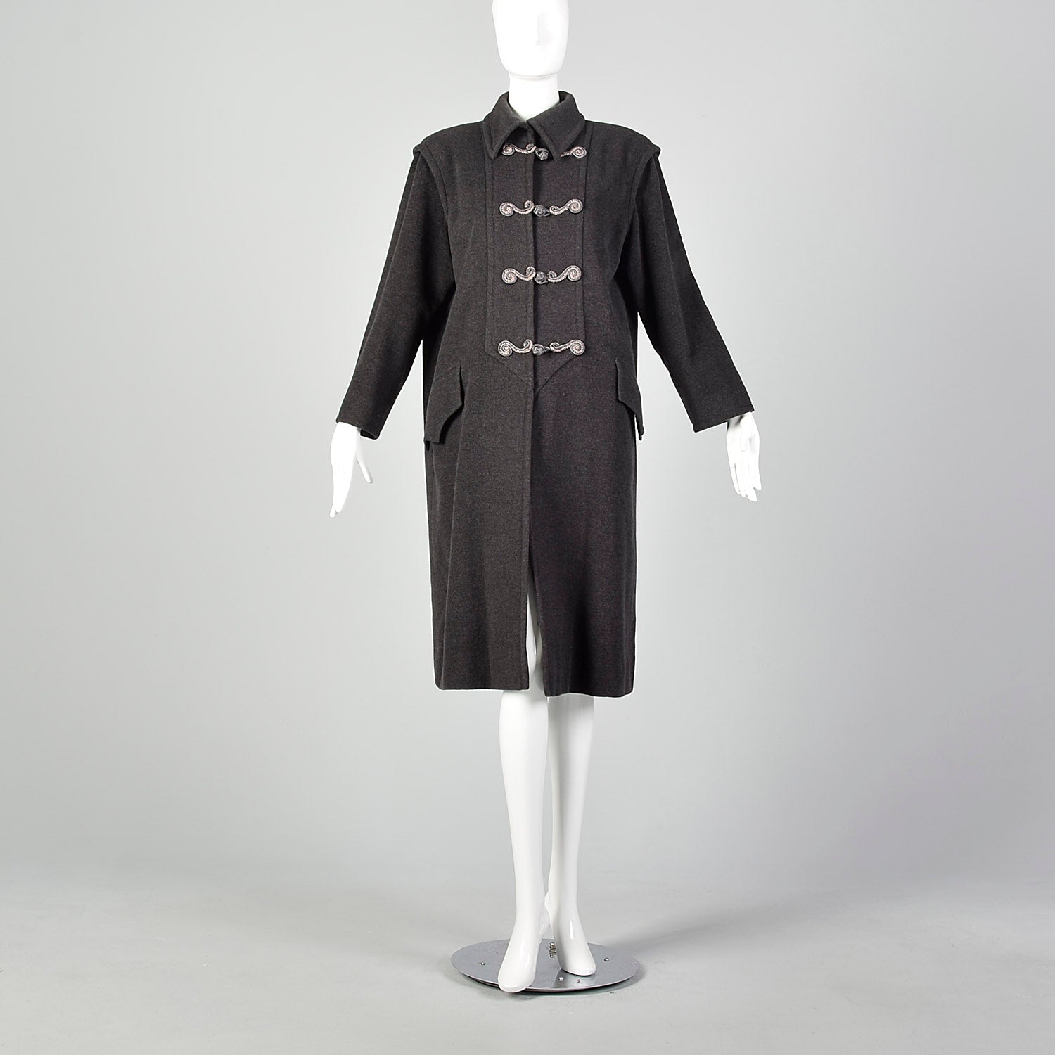 Large Emanuel Ungaro Paralléle 1980s Gray Wool Coat