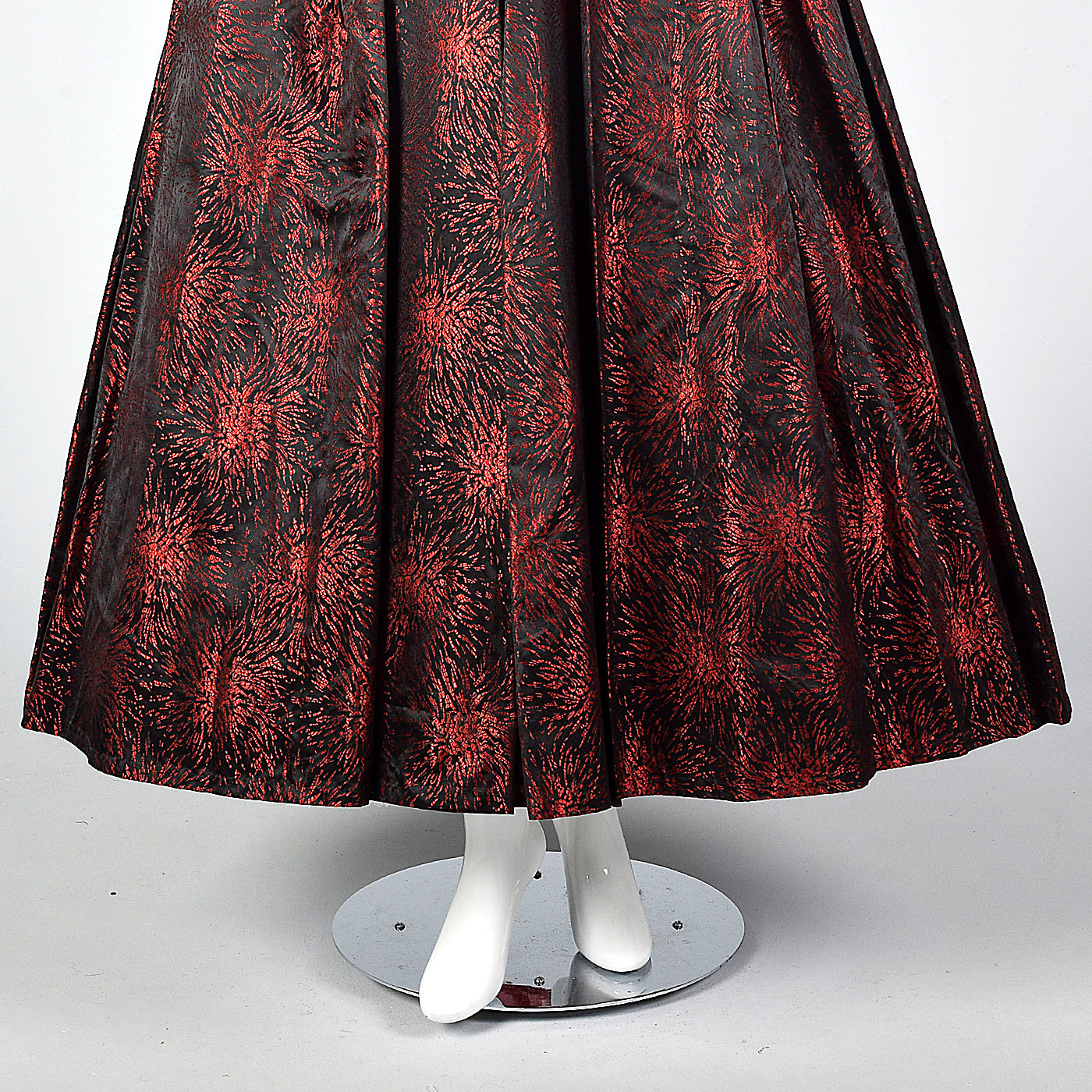 1950s Black and Red Brocade Dress