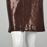 XS St John Couture Cocktail Mini Dress Designer Sleeveless Knit Brown Paillettes