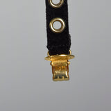 Sonia Rykiel Black Suede Suspenders with Gold Eyelets