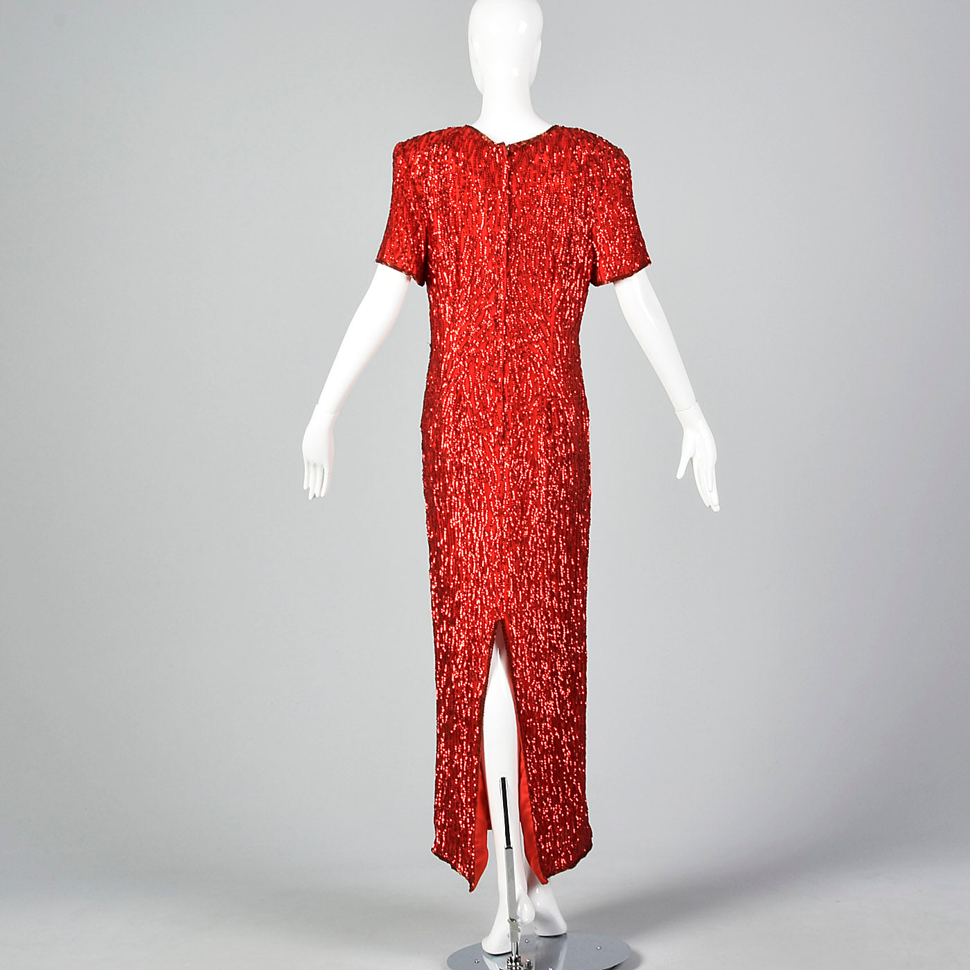 1980s Red Sequin Party Dress