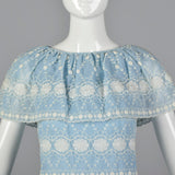 1960s Baby Blue Dress with White Embroidery