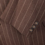 1940s Mens Brown Striped Jacket with Double Breasted Front