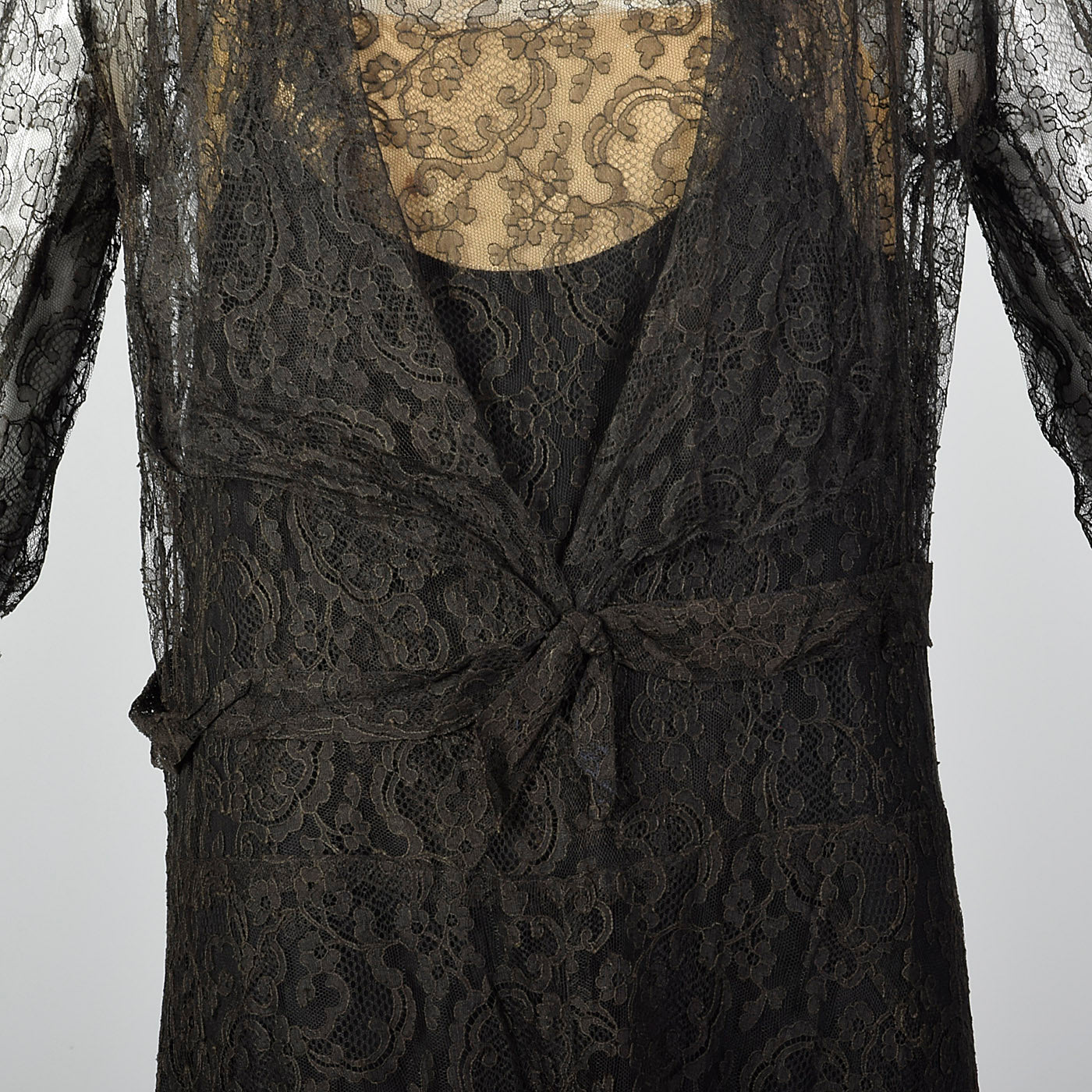 1930s Black Lace Evening Dress