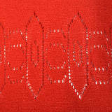 Small 1970s Dress Pat Sandler Red Knit Maxi Long Sleeve Sheer Decorative Details Knit