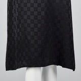1980s Oleg Cassini Black Silk Dress with Red Trim