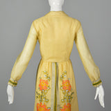 1970s Alfred Shaheen Yellow Maxi Dress
