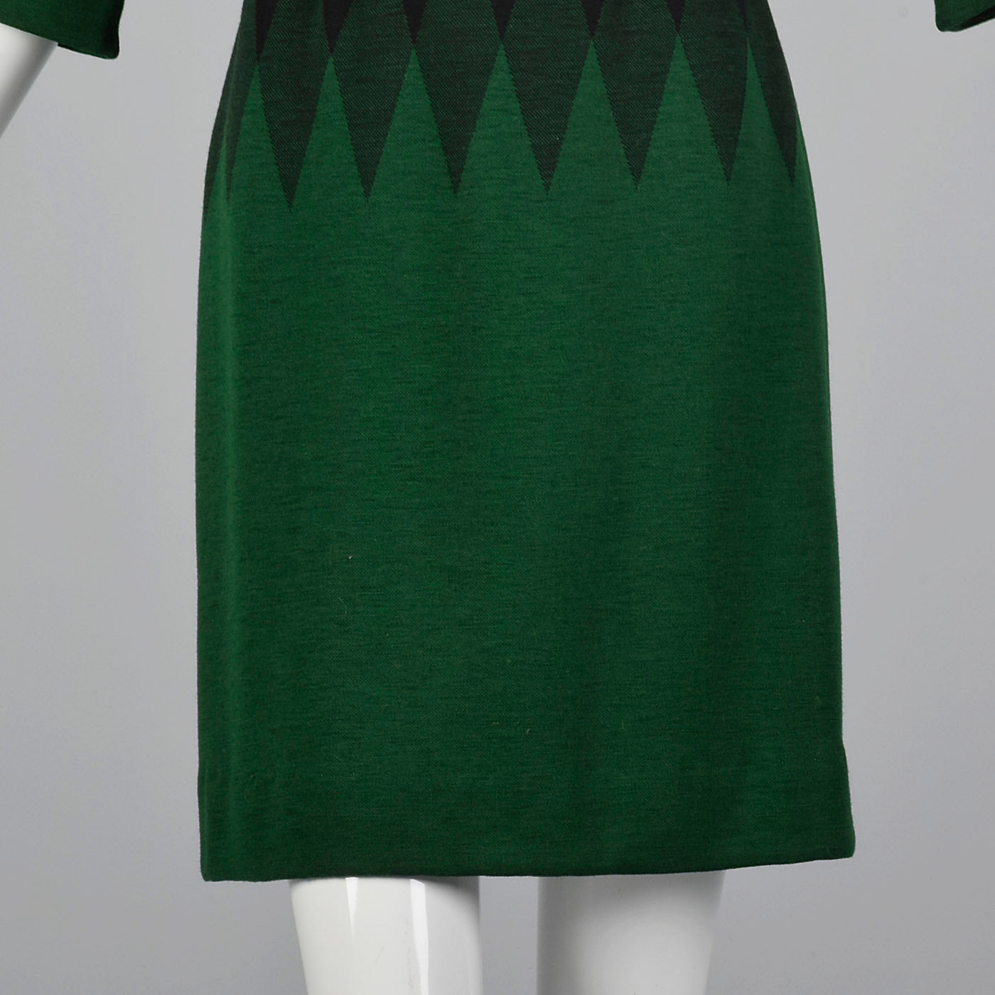1960s Green Wool Dress with Argyle Waist