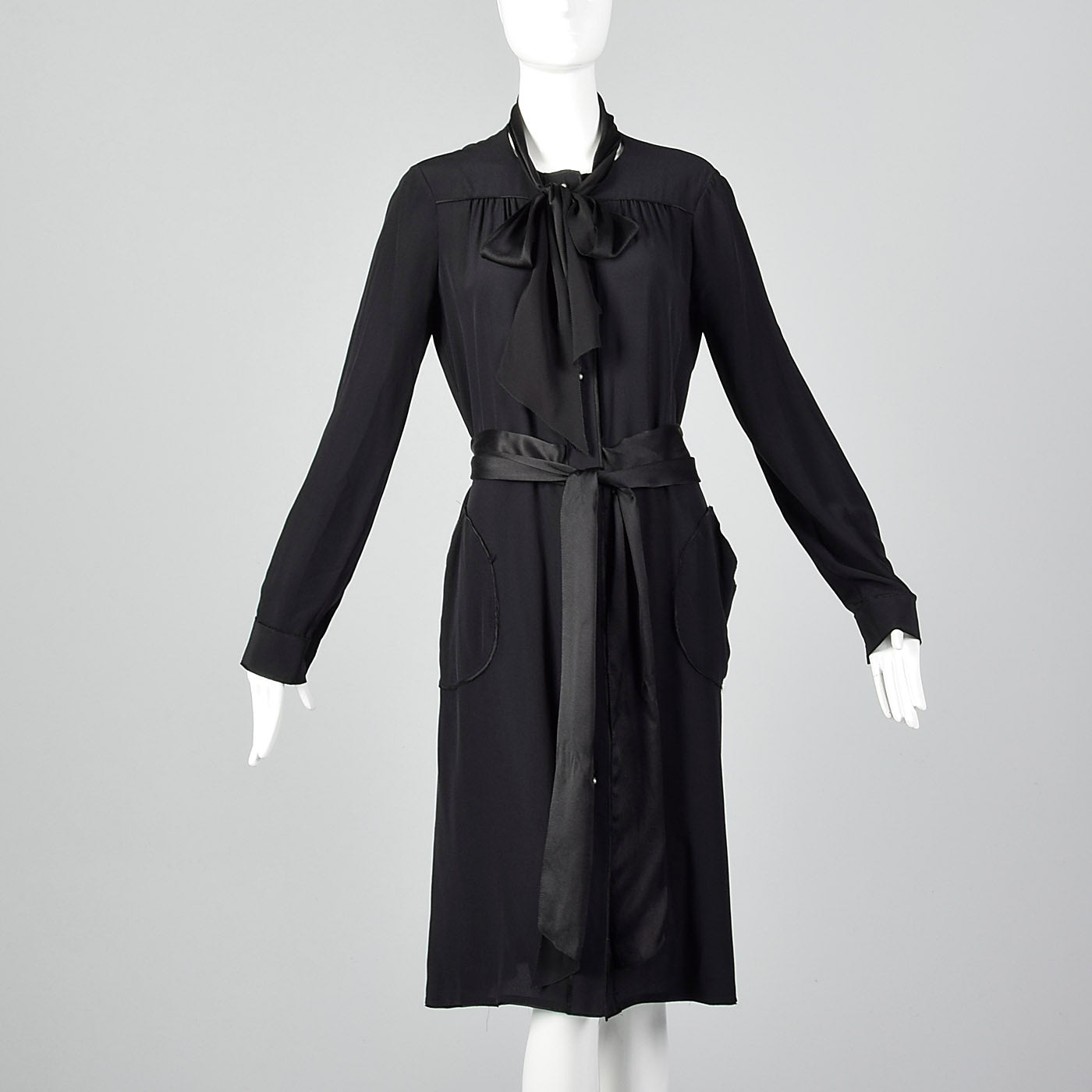 1990s Bottega Veneta Black Dress with Fabric Ties