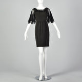 Small 1950s Silk Flutter Sleeve Dress