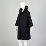 Large 1950s Black Mink Fur Collar Coat