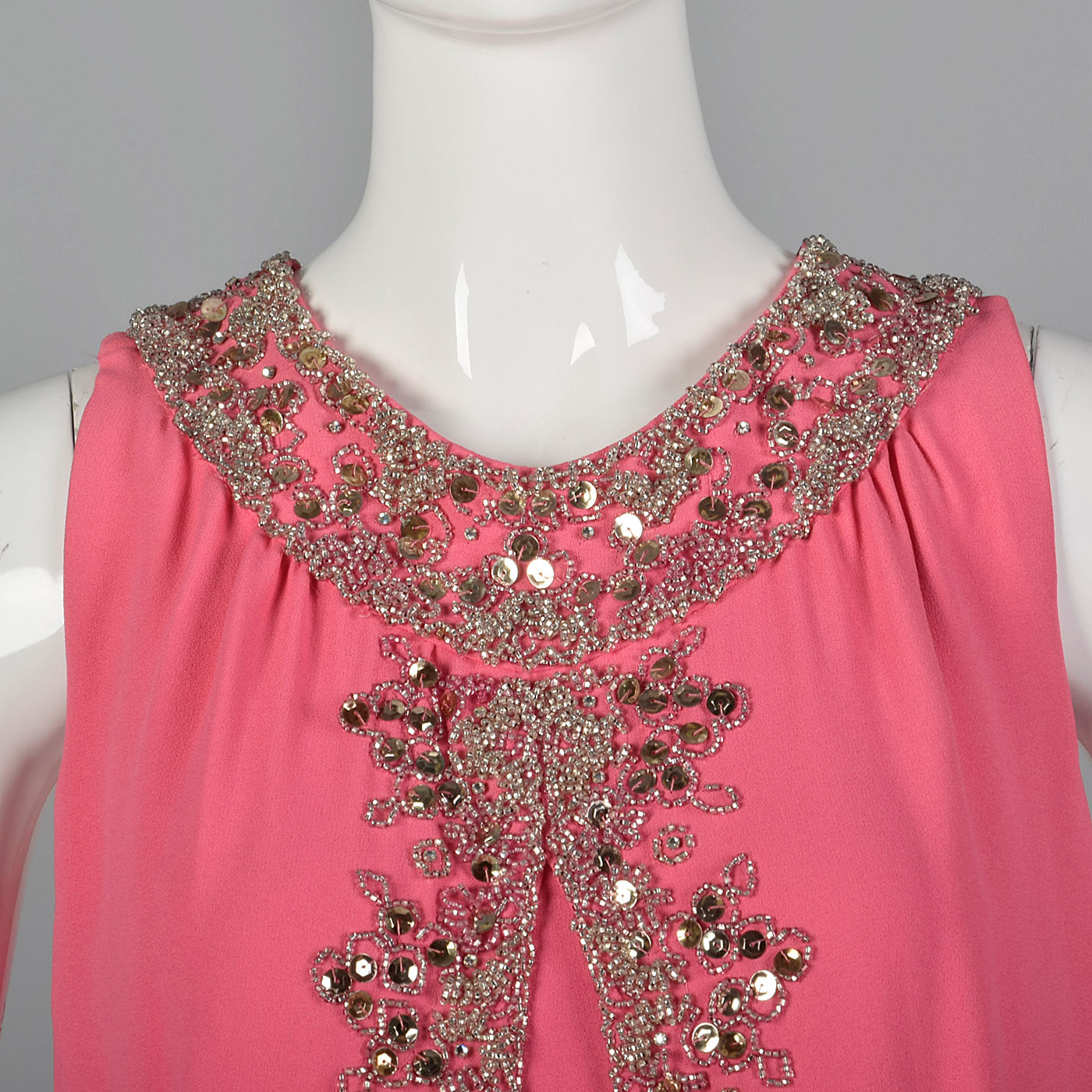 1960s Hot Pink Wiggle Dress with Beaded Float