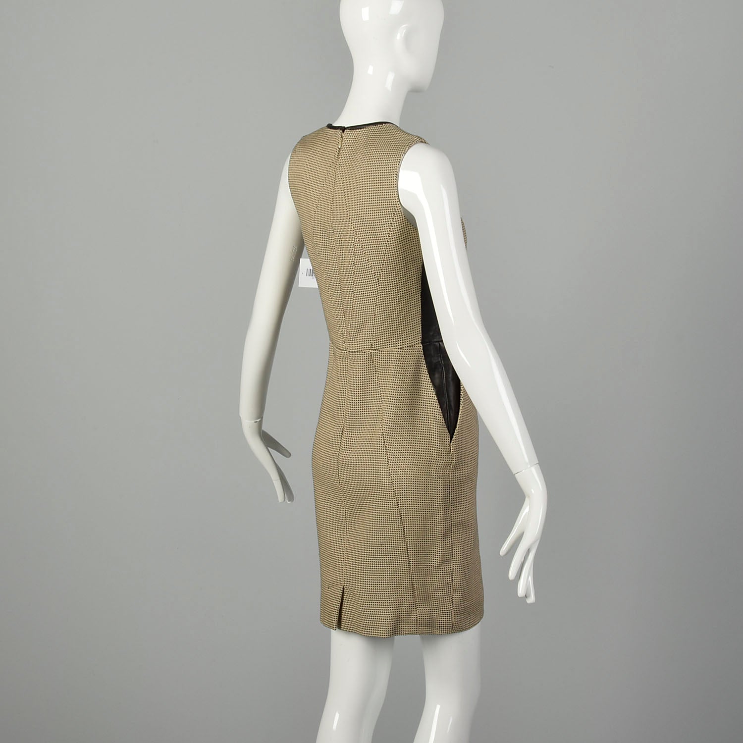 Small Jason Wu Tweed Dress Leather Panels Sleeveless Designer
