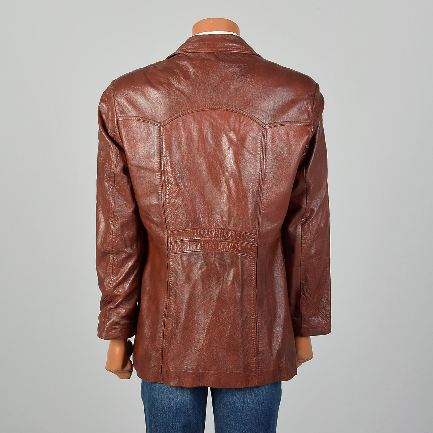 Medium 1970s Men's Burgundy Leather Jacket